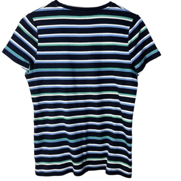 Croft & Barrow Lot 2 Striped Tees - White Pink & Navy Green 100% Cotton Women M. - Picture 10 of 16